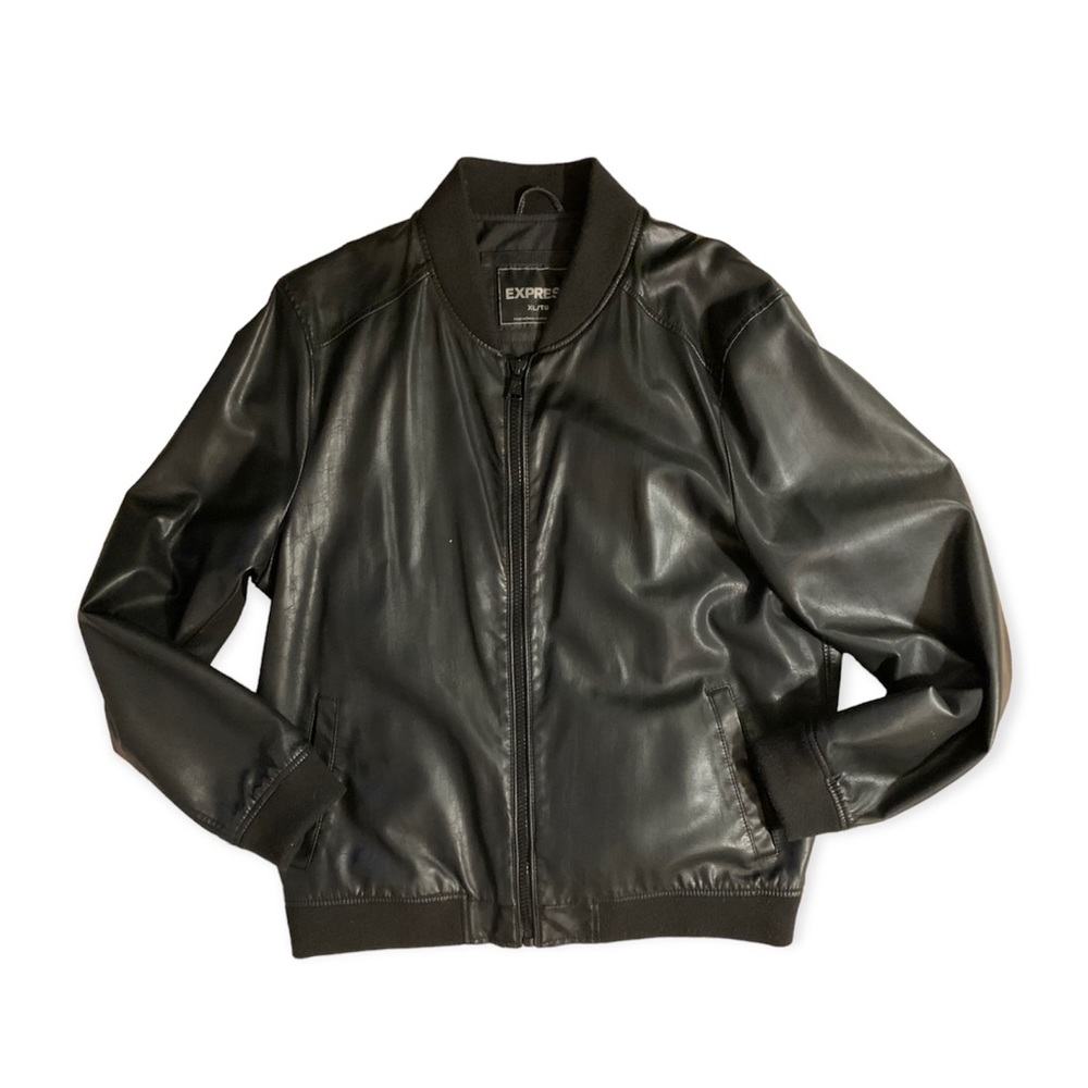 Express Faux Leather Bomber Jacket